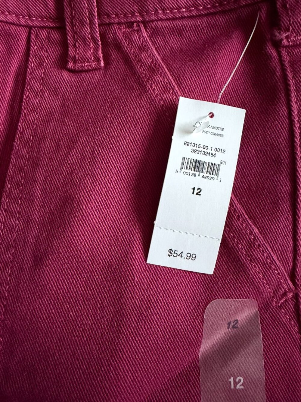 NWT Gap Girls Wide-leg High Rise Jeans Dark Pink Size 12 - Picture 4 of 6